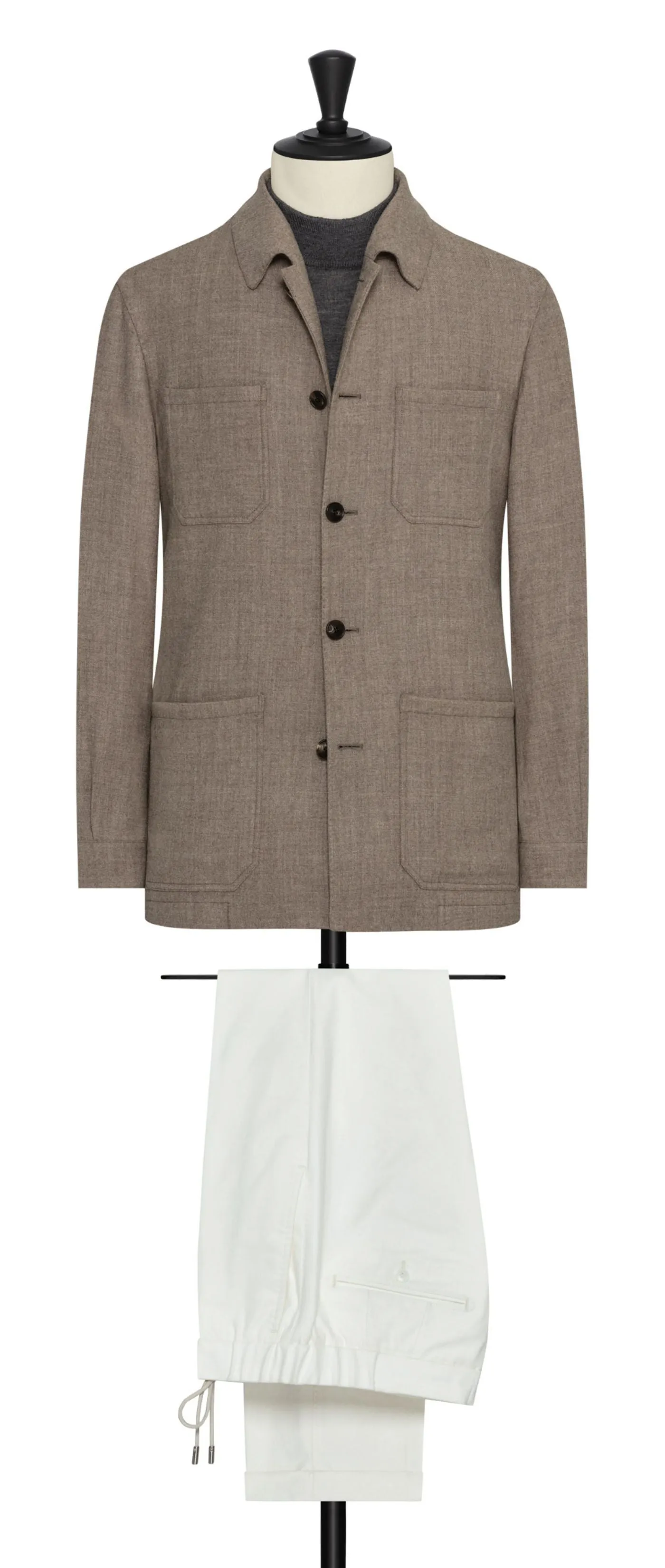 Zignone Taupe Stretch Wool & Cashmere